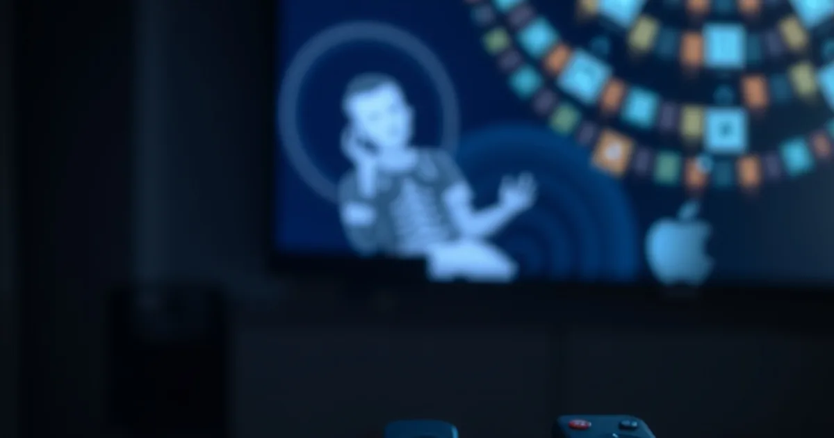 Three streaming device remotes arranged on a dark media console, lit by ambient blue and amber light from an unseen TV screen